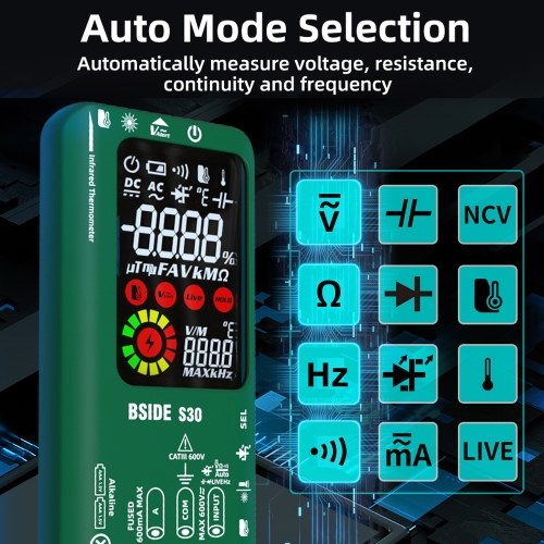 BSIDE 4in1 Digital Multimeter Infrared Thermometer Electric Test Pen Circuit Analyzer Detector 3.5inch LCD Color Display 