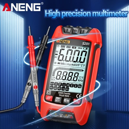ANENG SZ01 Smart Digital Multimeter 6000 Counts Auto Range True RMS NCV Universal Meter Handheld Multifunctional Tester Voltmeter Ammeter with Backlight Flashlight AC/DC Voltage & Current Resistance Frequency Measurement 
