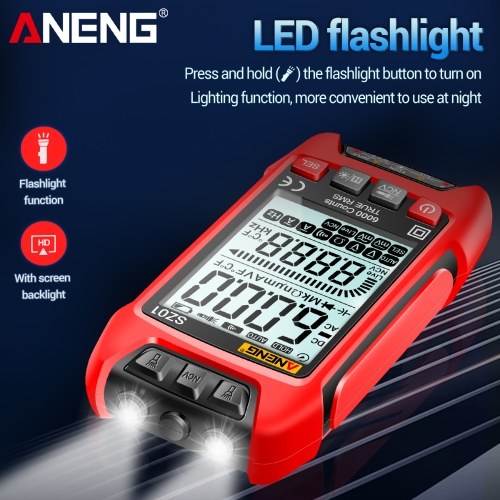 ANENG SZ01 Smart Digital Multimeter 6000 Counts Auto Range True RMS NCV Universal Meter Handheld Multifunctional Tester Voltmeter Ammeter with Backlight Flashlight AC/DC Voltage & Current Resistance Frequency Measurement 