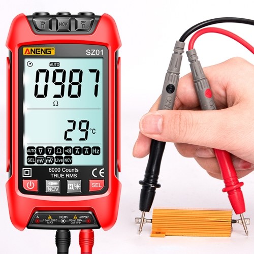 ANENG SZ01 Smart Digital Multimeter 6000 Counts Auto Range True RMS NCV Universal Meter Handheld Multifunctional Tester Voltmeter Ammeter with Backlight Flashlight AC/DC Voltage & Current Resistance Frequency Measurement 