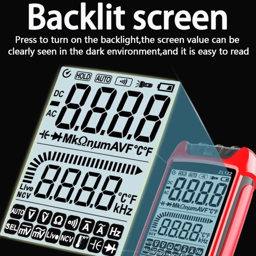 Digital Multimeter LCD Backlight Display Handheld Multimeter Professional True RMS Voltage Resistance Frequency Tester 