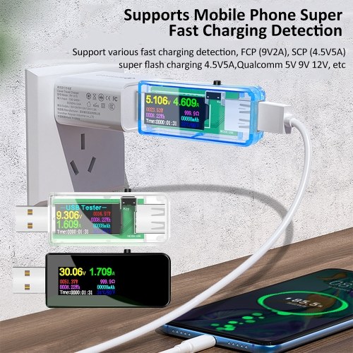 13 in 1 USB Tester Current Voltage Indicator Color LCD Display USB Tester Electric Ammeter Power   Meter Charge DC Digital Multimeter Voltmeter Wattmeter Portable High-Precision USB Tester 