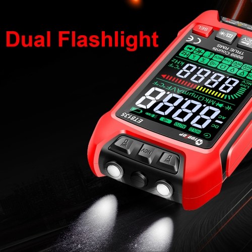 9999 Counts Digital Multimeter Color Display Handheld Multimeter NCV Noncontact Sensing Professional Voltage Current Capacitance Resistance Diode Measurement Meter Temperature Tester 