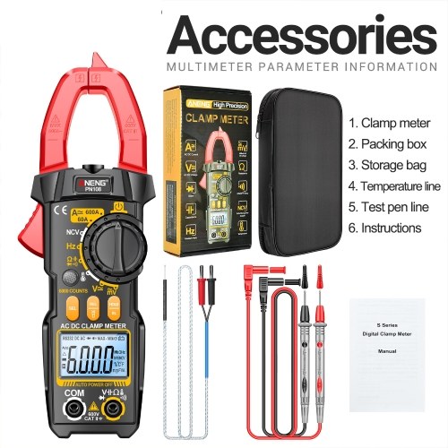 ANENG PN108 Digital Clamp Meter Voltage Current Tester Professional 6000 Counts Multimeter with LCD Display Diode Temperature Hz Ohm Capacitance Tester 