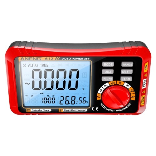 ANENG 612 Smart 3 in 1 Digital Multimeter Perpetual Calendar Temperature and Humidity Ammeter Voltmeter 4000 Count Professional Measurement Multimeter Test Tools 
