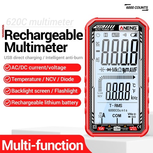 ANENG 620C Digital Multimeter 6000 Counts Transistor Testers True RMS Auto Electrical Capacitance Meter AC/DC Ammeter Voltmeter 