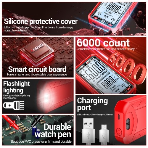 ANENG 620C Digital Multimeter 6000 Counts Transistor Testers True RMS Auto Electrical Capacitance Meter AC/DC Ammeter Voltmeter 