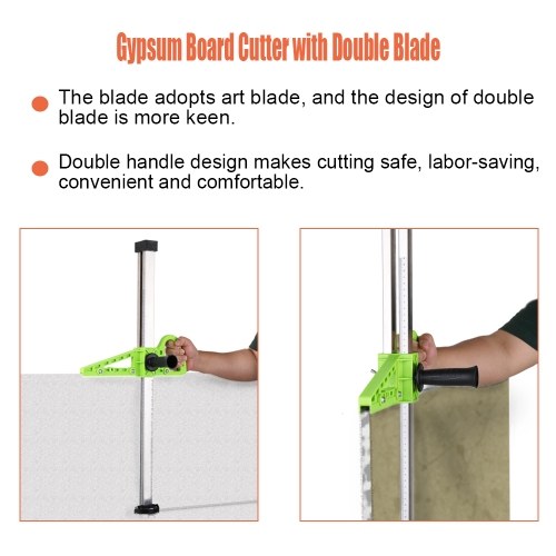 

Manual High Accuracy Portable Gypsum Board Cutter Hand Push Drywall Cutting Artifact Tool with Double Blade and 4 Bearings 20-600mm Cutting Range