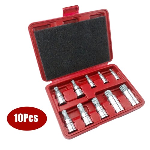 10pcs XZN set di prese per punte scanalate triple quadrate manomesse 3/8 "1/4" 1/2 "unità 12 prese per prese MM set kit di strumenti antimanomissione con custodia