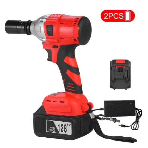 Electric Brushless Wrench 21V Cordless Impact Wrench 1/2-inch Chuck Max Torque 280N.m with 2PCS 128TV 16000mAh Rechargeable Lithium Battery