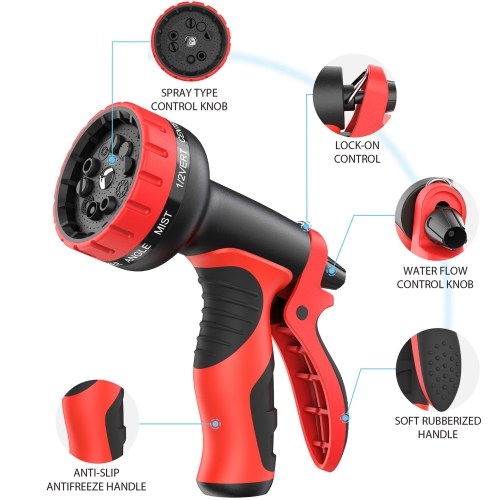 

METERK 100FT Garden hose US Metal water spray nozzle and 2500D fabric