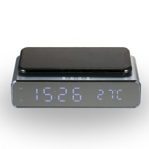 Wireless Charger Desk Clock Led Digital Temperature Meter Switchable Charging Device Multifunctional Wireless Charger Desk Clock Led Digital, Multifunctional Desktop Alarm Clock Wireless Charger