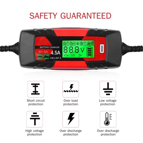 

Car Battery Charger Battery Charger & Maintainer 6V/12V 4Amp Intelligent Automatic Battery Charger