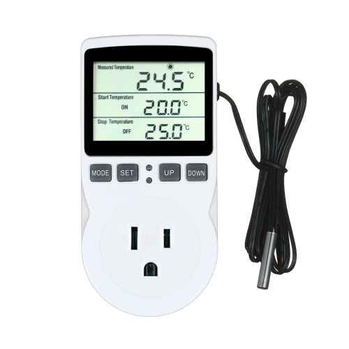 Digital Thermostat Controller for Terrarium Aquarium Reptiles Temperature Controlled Outlet with Timer and Probe for Greenhouse Seed Germination Incubator Refrigerator