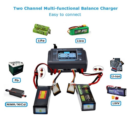 

T240 Charge Tool Dual Channel Touch-screen Balance Discharger For RC Models Toys and Battery