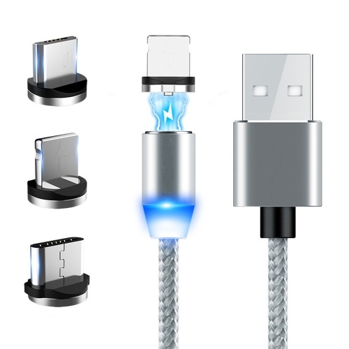 

2m Magnetic Data Cable Fast Charging USB Three-in-one Multifunctional Mobile Phone Charging Cable Three Micro USB Type-C Lighting Magnetism Dustproof Charging Cables