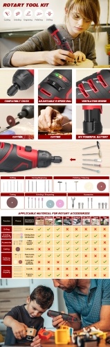 

METERK 12V Cordless Rotary Tool Kit with 2.0Ah Li-ion Battery US