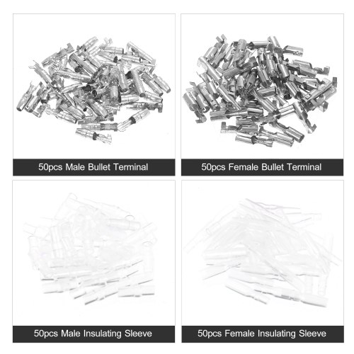 

200 PCS Wire Terminal Kit Bullet Connector Set Includes 4.0 mm Brass Male and Female Bullet Terminals Insulating Sleeves for Car Truck Motorcycle