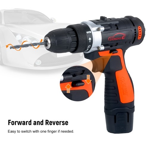 

12V Cordless Drill / Driver Kit 1400rpm Variable Speed Polisher Car Buffer Waxer Set with Light Rechargeable Power Screwdriver with 5 Bits 1 Polishing Pad