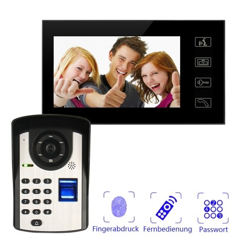 

7inch TFT LCD Display 16:9 1024*600 Digital Doorbell Rainproof Wifi Intelligent Video Door Phone Touch-screen Fingerprint Remote Control Password Unlock with IR Night Vision