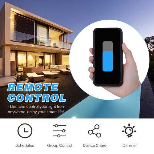 

Smart Dimmer Plug with 2 Waterproof WiFi Socket Remote Control Compatible with Alexa Google Home for Dimmable LED String Lights No Hub Required Max Power 400W