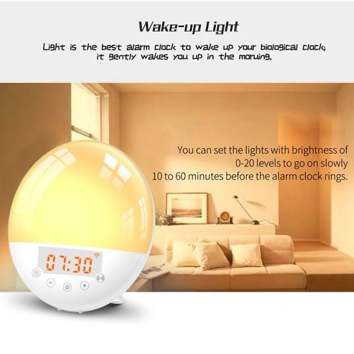 Tuya WiFi Intelligent Wake-up LED Light Intelligent Alarm Clock  7 Colors Adjustable