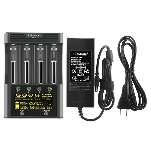 Liitokala LII-600 Quick Battery Recharger LCD Display Touching Control 4-channel Independent Recharging Automatic Manual Two Working Modes for Li-ion 3.7V NiMH 1.2V 18650 26650 14500 AA AAA batteries