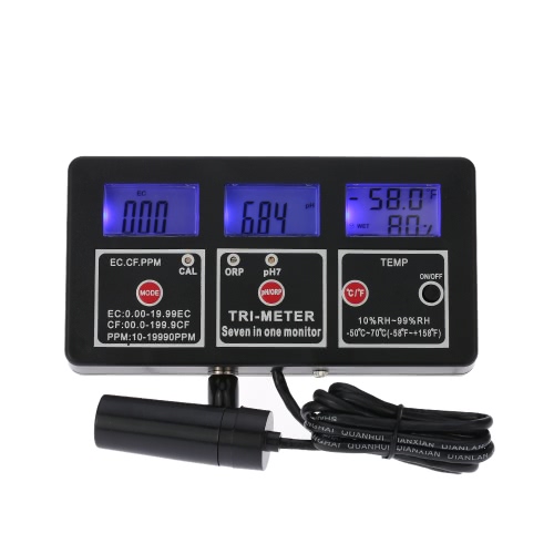 New Professional 7 in 1 Multi-parameter Water Testing Meter Digital LCD Multi-function