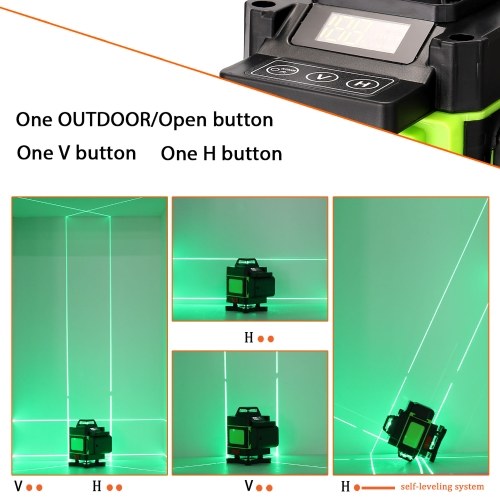 

KKmoon Multifunctional LCD Display 16 Lines Laser Level Tool Vertical Horizontal Line 3° Self-leveling with Laserline Brightness Adjustable Function