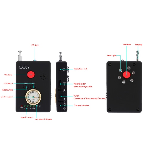 

Multi-functional Full-range RF Wireless Signal Radio Detector Camera Auto-detection Tracer Finder 1MHz-6.5GHz Range Adjustable Sensitivity