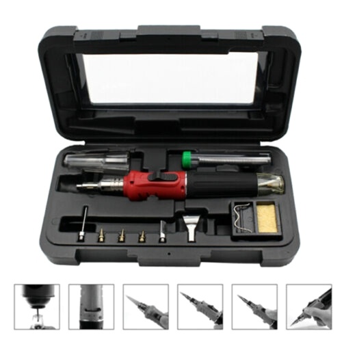 

HS-1115K Gases Soldering Irons Tool 10 in 1 Self-igniting Cordless Welding Pen Blow Torch Kit