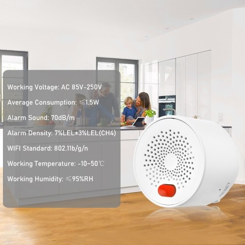 

Smart Combustible Gas Detector LPG Nature Gas Methane Fuel Gas Leakage Sensor WIFI Connection APP Control