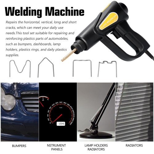 70W Portable Handheld Plastics Welding Machine Car Bumpers Panel Crack Repairs Kit Hot Stapler Plastics Repairing Tool Set With Plier 4 Bags Staple Storage Box