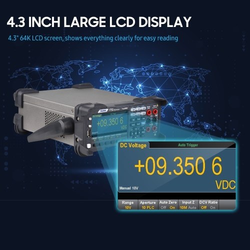 Hantek HDM3055 Digital Desktop Multimeter High-precision 5 1/2 Multimeter with 4.3`` LCD Display 30 kS/s Data Acquisition True RMS Temperature Tester 