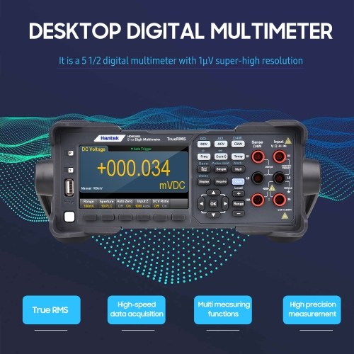 

Hantek HDM3055 Цифровой настольный мультиметр Высокоточный мультиметр 5 1/2 с 4,3-дюймовым ЖК-дисплеем Сбор данных 30 kS/s Тестер температуры True RMS