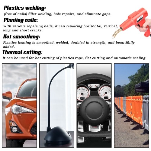 

100W Portable Handheld Plastics Welding Machine Panel Crack Repairs Kit Thermal Cutting Hot Stapler Plastics Hole Repairing Tool Set with 4 Boxs Staple