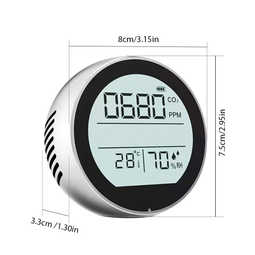 

Air Quality Detector LED Digital USB Rechargeable Infrared CO2 Digital Meter 400-5000 PPM Range NDIR Sensor CO2 Temperature and Humidity 3 in 1 Tester for Room Office Greenhouse Warehouse