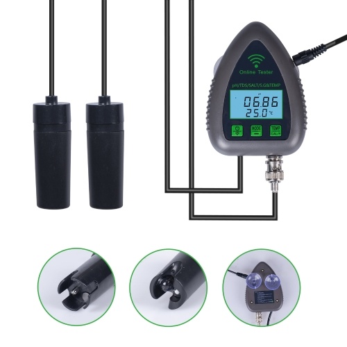 

Tuya WiFi 5in1 Water Quality Online Monitor PH Total Dissolved Solids S.G Salinity Temperature Test Meter Multi-functional Mariculture Tester for Drinking Water Aquarium Aquaculture Swimming Pool