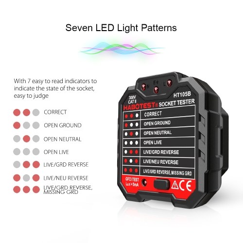 

HABOTESE Advanced GFCI Electric Socket Tester