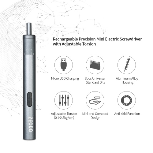

Precision Mini Electric Screwdriver Set with 8pcs Bits