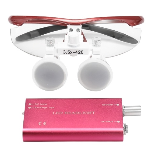 

Wearable Magnifier Portable 3.5X 420mm Surgical Medical Binocular Loupes Optical Glass Headset Magnifying Glasses +3W LED Headlight