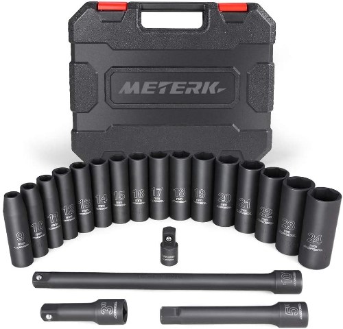 20PCS 1/2-Inch Drive Metric Deep Cr-V Impact Socket Set