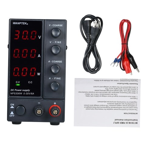 WANPTEK NPS306W 0-30V 0-6A DC-Schaltnetzteil 3-stellige LED-Anzeige Hochpräzises, einstellbares Mini-Netzteil AC 115V / 230V 50 / 60Hz Spannung und Strom geregelt, doppelter Ausgang