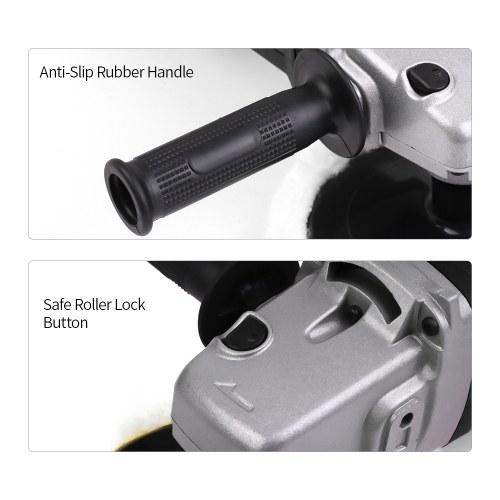 

KKmoon 7〃 1400W Handheld Orbital Electric Car Waxing Polisher Machine M14 Polisher 180mm Car Paint Care Variable Speed Household Marble Tile Floor Polishing Glazing tool / Black + US