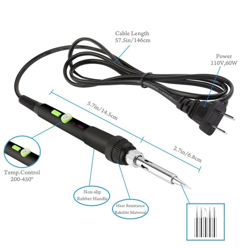 

AGM 60W Soldering Iron Tool Kit Welding Adjustable Temperature Gun 5 Tips Electric