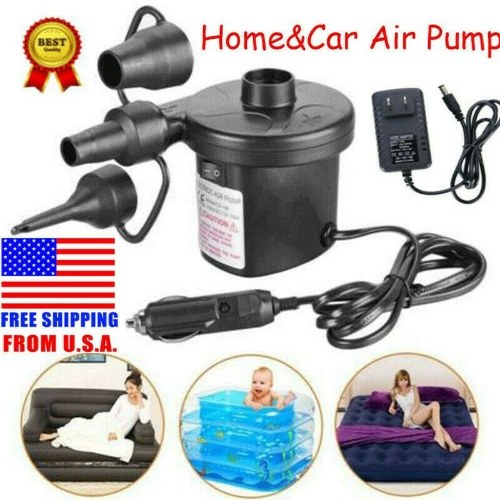 Electric Air Pump For Paddling Pool Fast Inflator Deflator Camp Air Bed Mattress