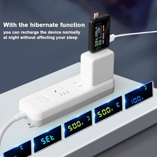 Multi-function USB Voltage Current Test Meter Digital IPS Display Capacity Tester Power Tester Digital Voltmeter Electrical Appliances Detection Device Support 9 Groups of Measurement Data Storage Function 