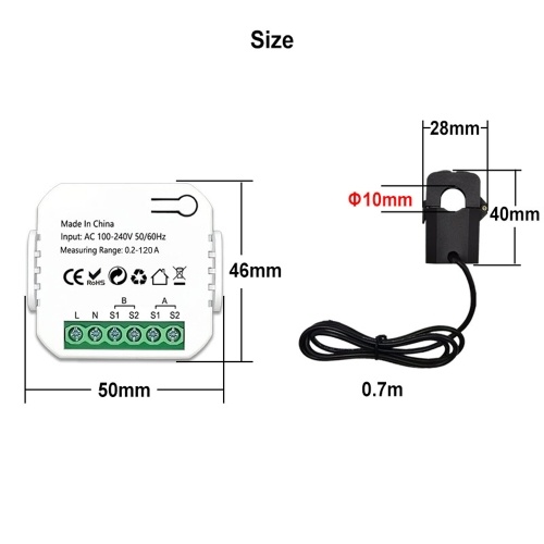 Tuya WiFi Energy Switch Multifunction Power Voltage Current Meter Mobilephone APP Real-time Power Statistics Daily Monthly Total Power Consumption Querying with Power Setting Function 