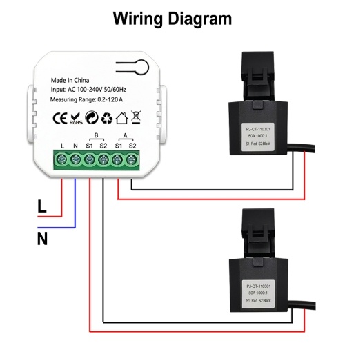Tuya WiFi Energy Switch Multifunction Power Voltage Current Meter Mobilephone APP Real-time Power Statistics Daily Monthly Total Power Consumption Querying with Power Setting Function 