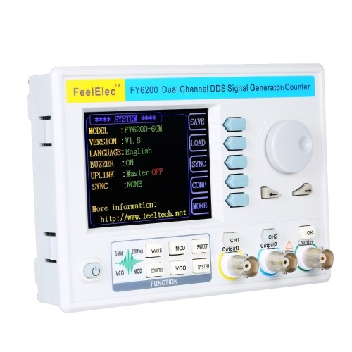 

FeelElec FY6200-60M 60MHz Function Signal Generator 3.2" LCD Digital DDS Dual-channel Function